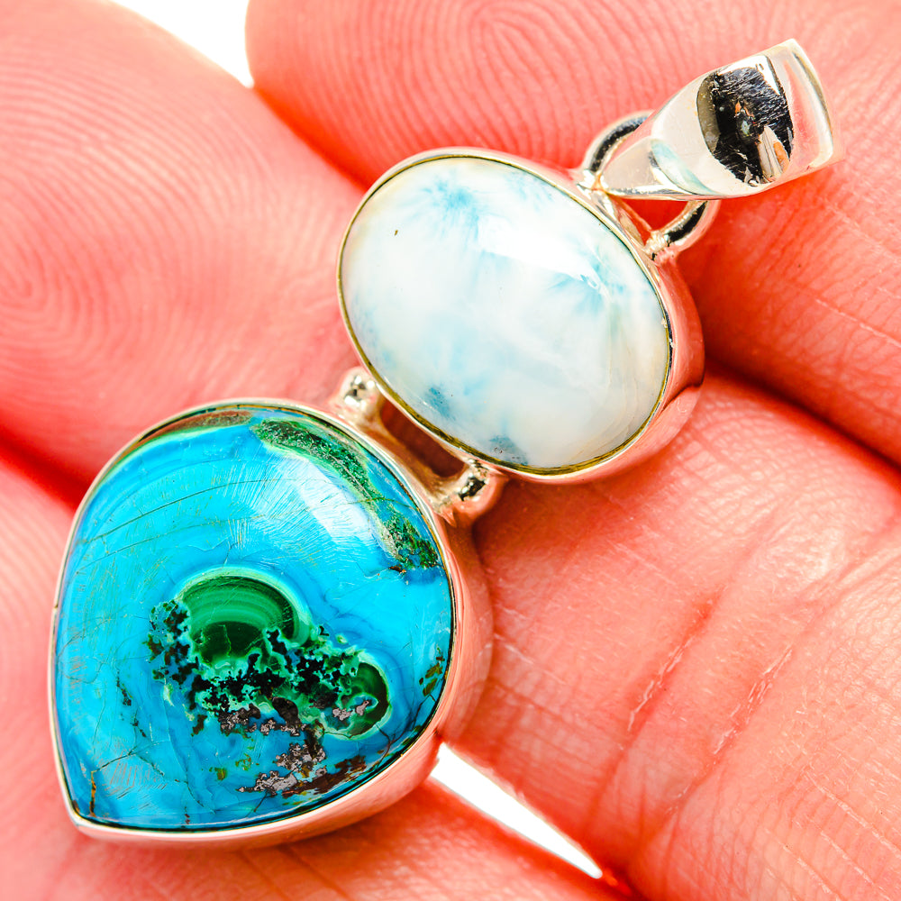 Malachite In Chrysocolla Pendants handcrafted by Anasilvercos - PD33865