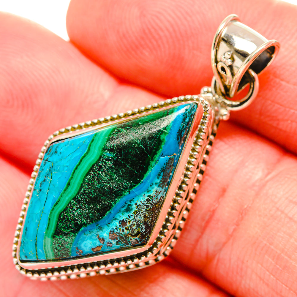 Malachite In Chrysocolla Pendants handcrafted by Anasilvercos - PD33885