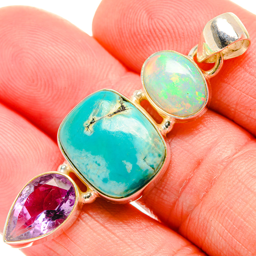 Tibetan Turquoise Pendants handcrafted by Anasilvercos - PD33887
