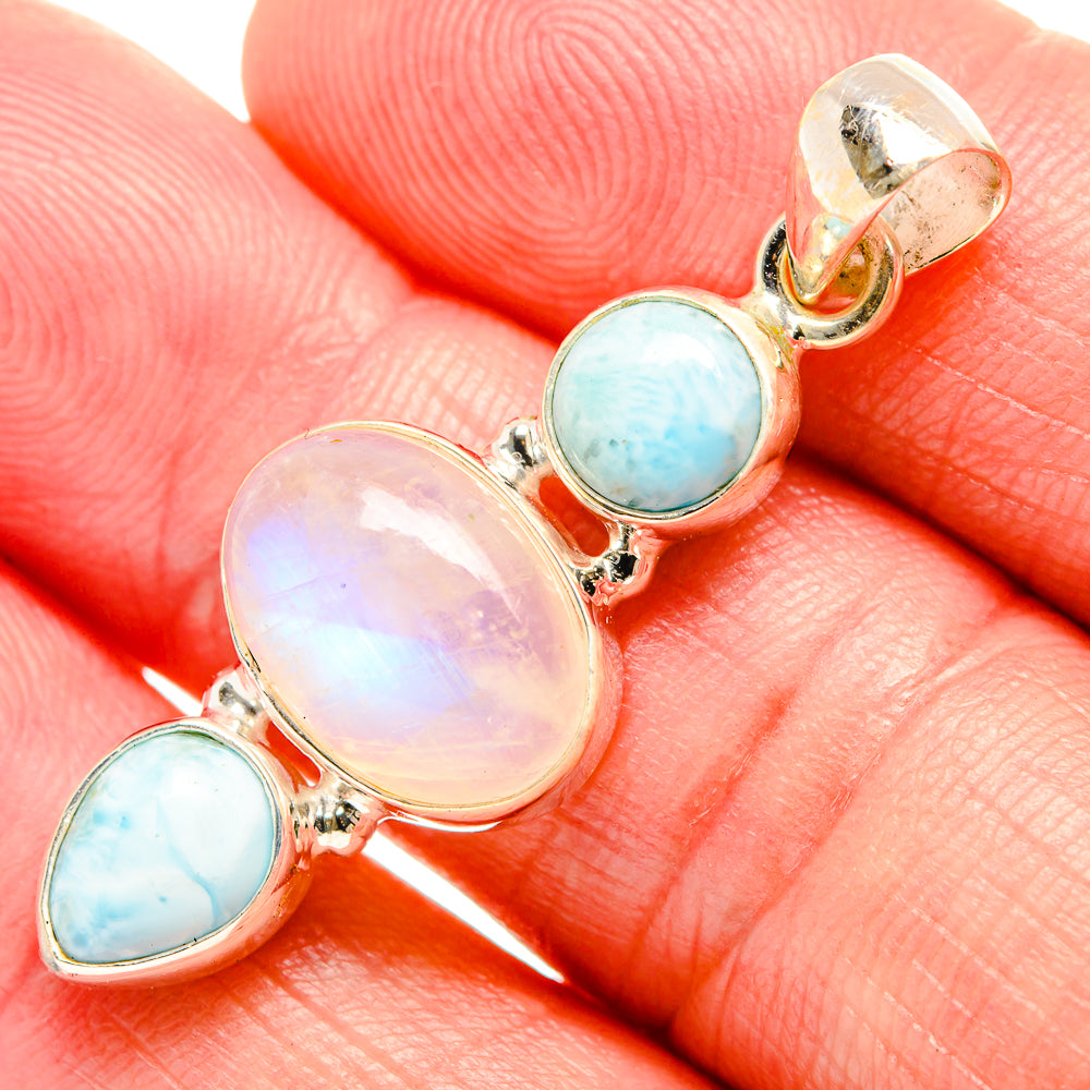 Rainbow Moonstone Pendants handcrafted by Anasilvercos - PD33897