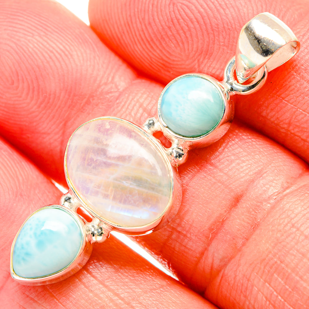 Rainbow Moonstone Pendants handcrafted by Anasilvercos - PD33900