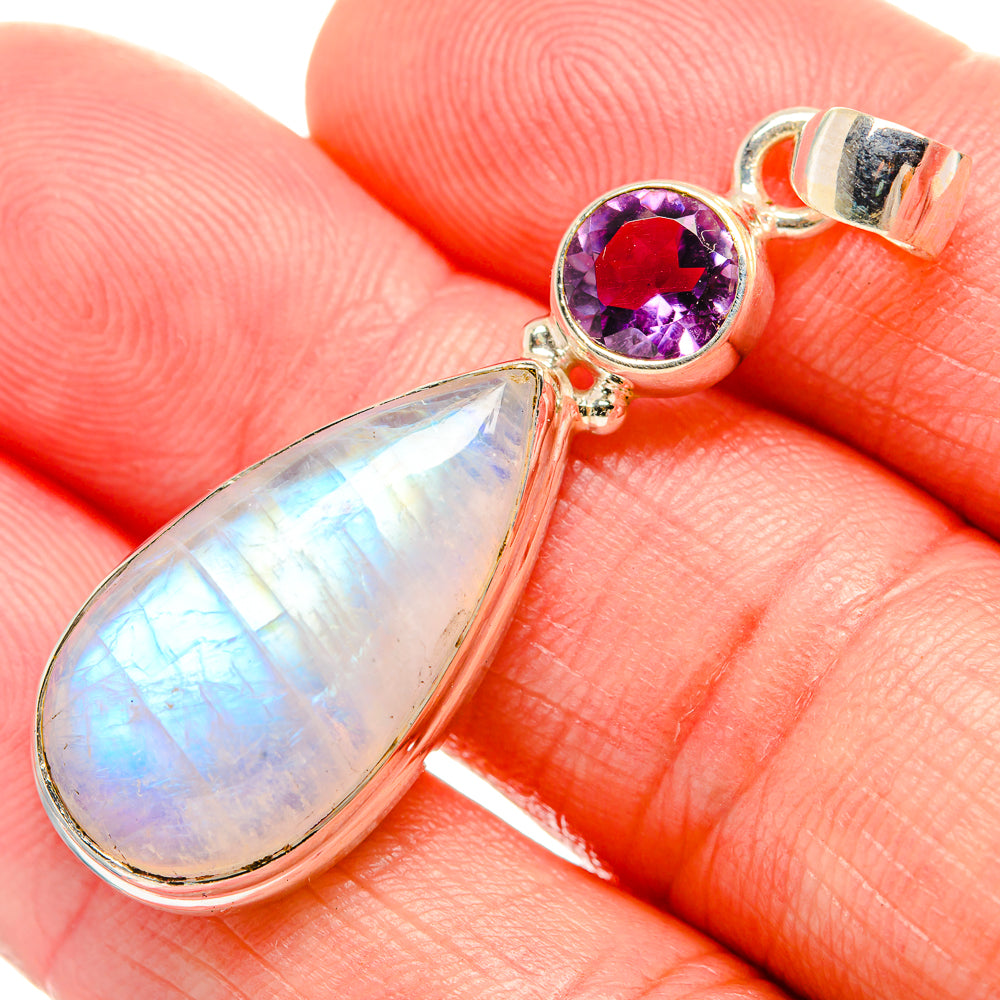 Rainbow Moonstone Pendants handcrafted by Anasilvercos - PD33906