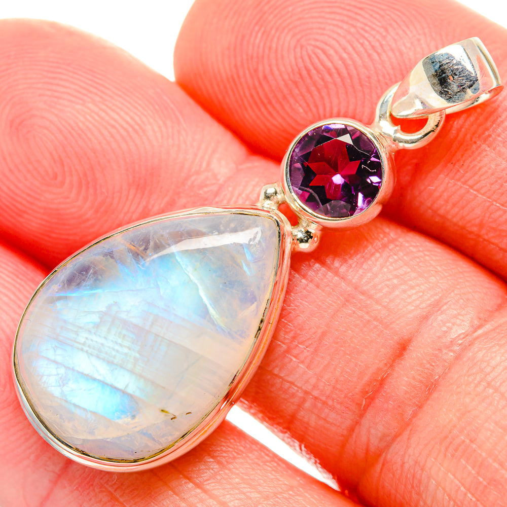 Rainbow Moonstone Pendants handcrafted by Anasilvercos - PD33907