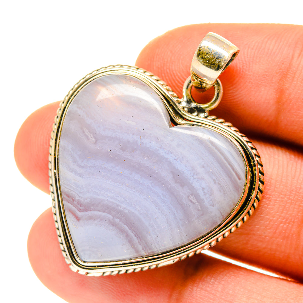 Blue Lace Agate Pendants handcrafted by Anasilvercos - PD3391