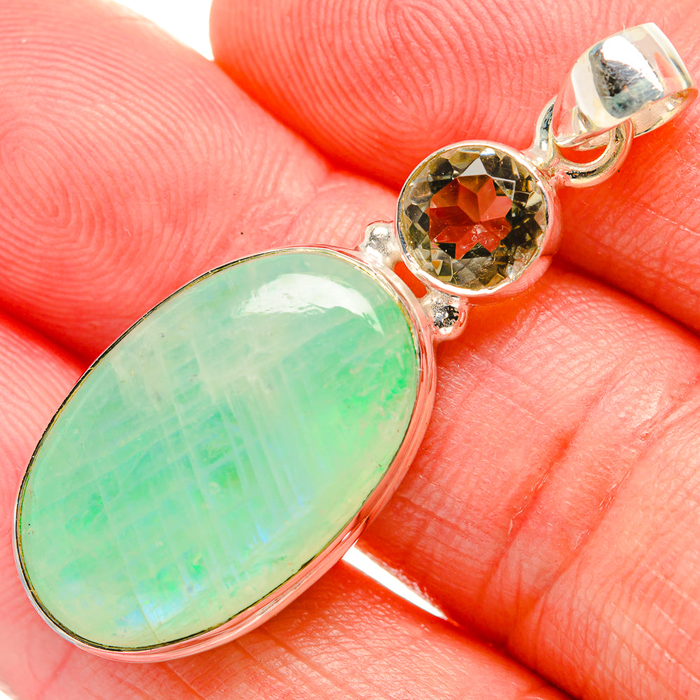 Green Moonstone Pendants handcrafted by Anasilvercos - PD33911