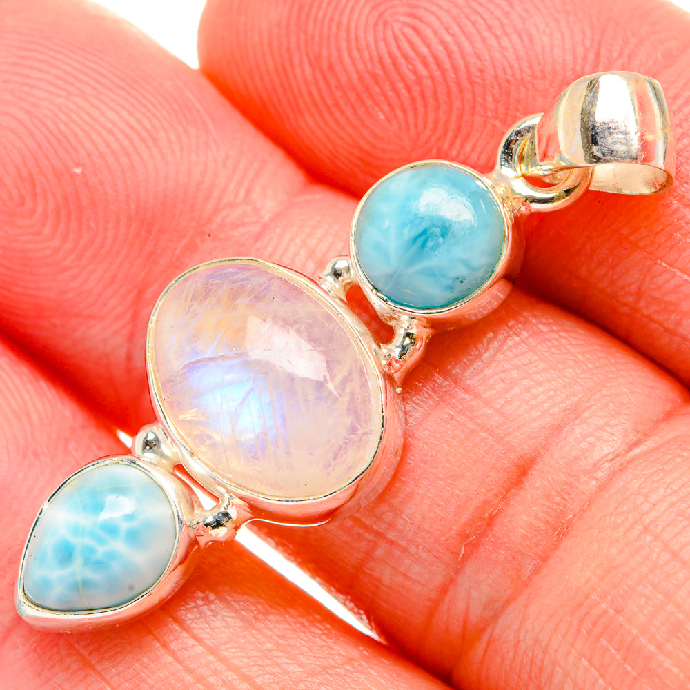 Rainbow Moonstone Pendants handcrafted by Anasilvercos - PD33913