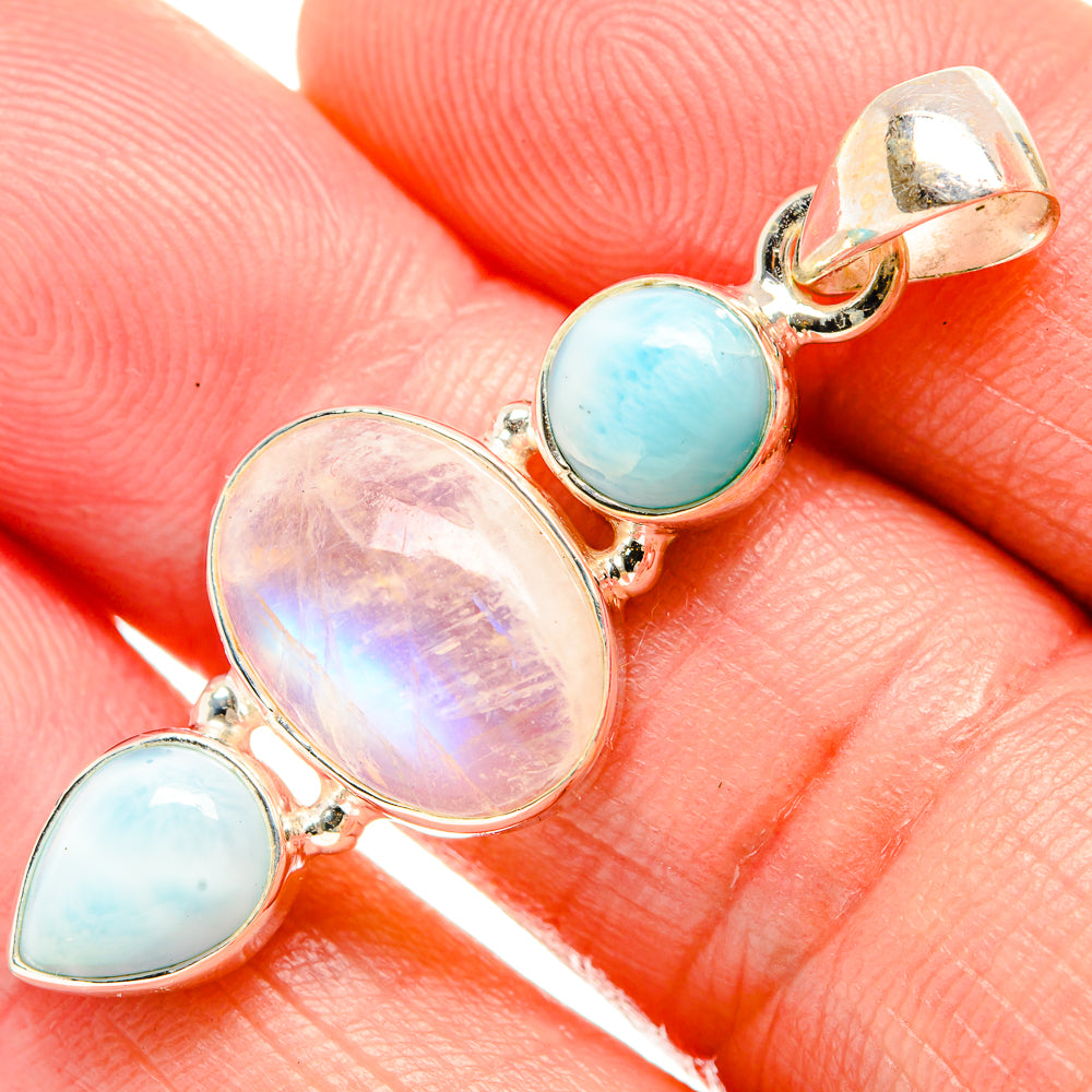 Rainbow Moonstone Pendants handcrafted by Anasilvercos - PD33914