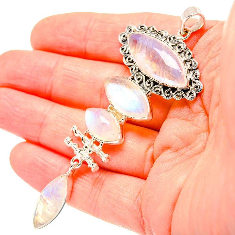 Rainbow Moonstone Pendants handcrafted by Anasilvercos - PD33948