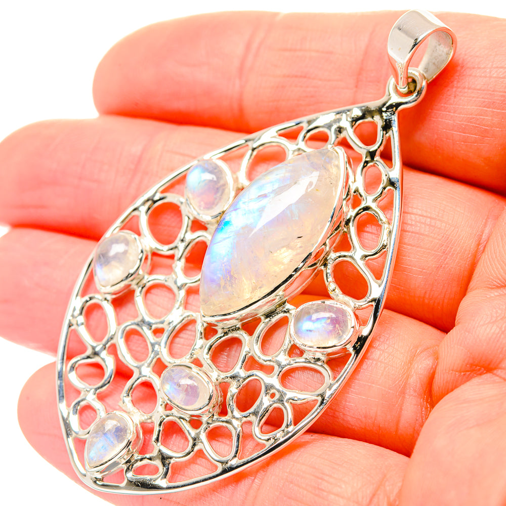 Rainbow Moonstone Pendants handcrafted by Anasilvercos - PD33966