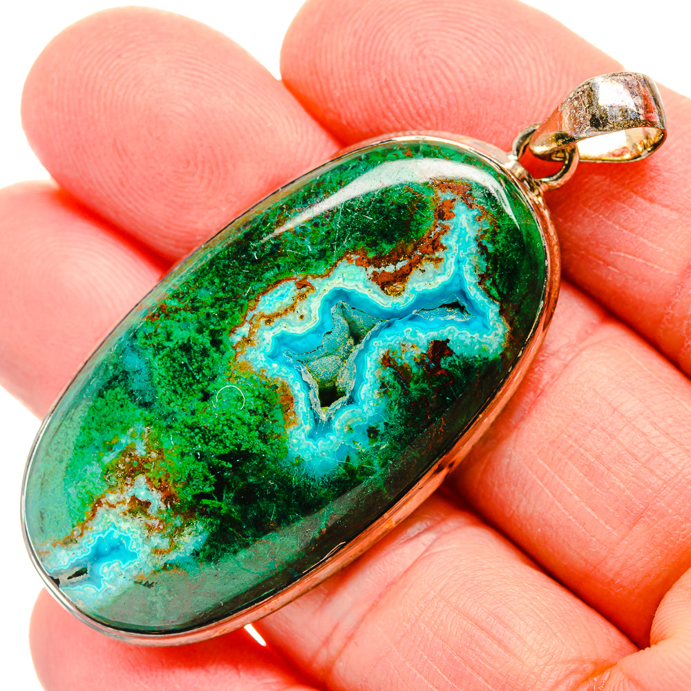 Malachite In Chrysocolla Pendants handcrafted by Anasilvercos - PD33973