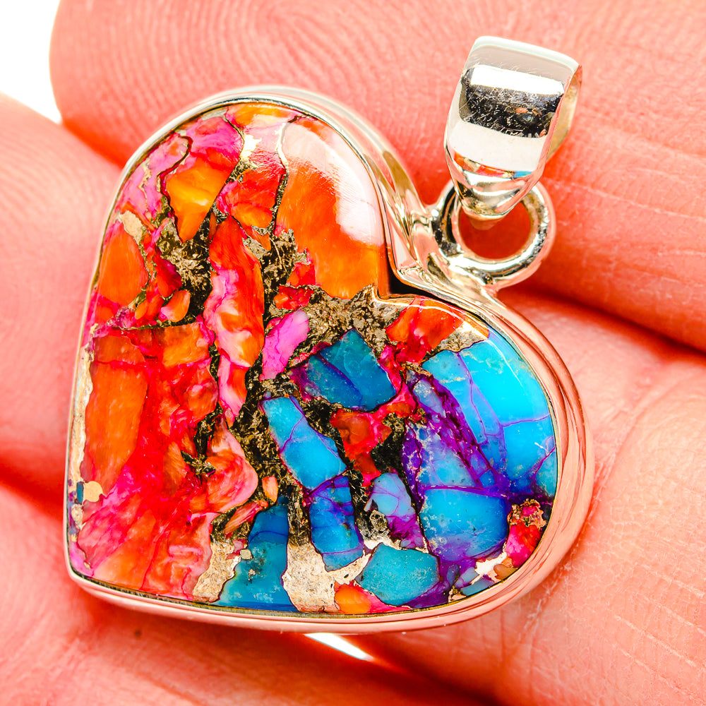 Kingman Pink Dahlia Turquoise Pendants handcrafted by Anasilvercos - PD33982