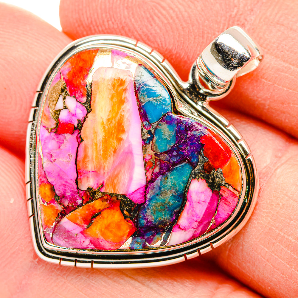 Kingman Pink Dahlia Turquoise Pendants handcrafted by Anasilvercos - PD33990