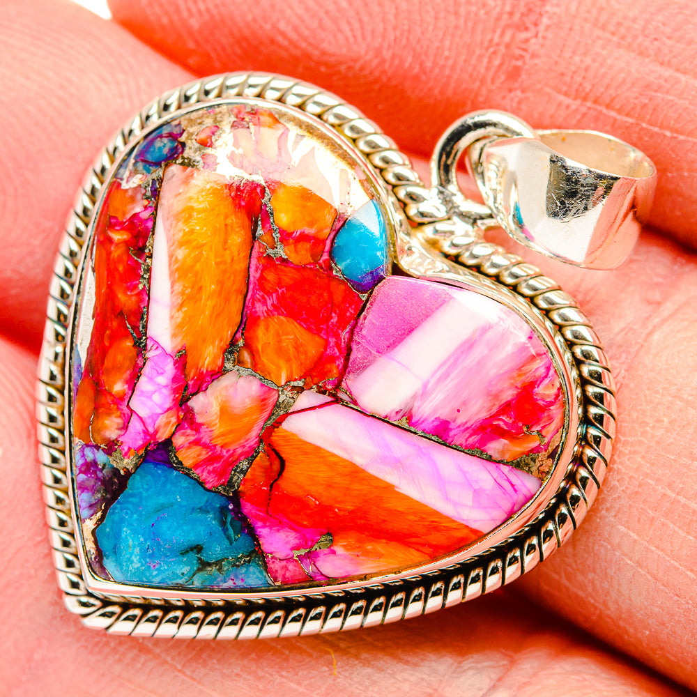 Kingman Pink Dahlia Turquoise Pendants handcrafted by Anasilvercos - PD33992