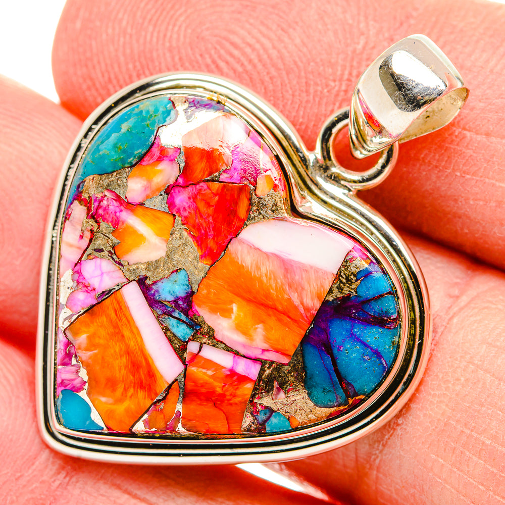 Kingman Pink Dahlia Turquoise Pendants handcrafted by Anasilvercos - PD33997