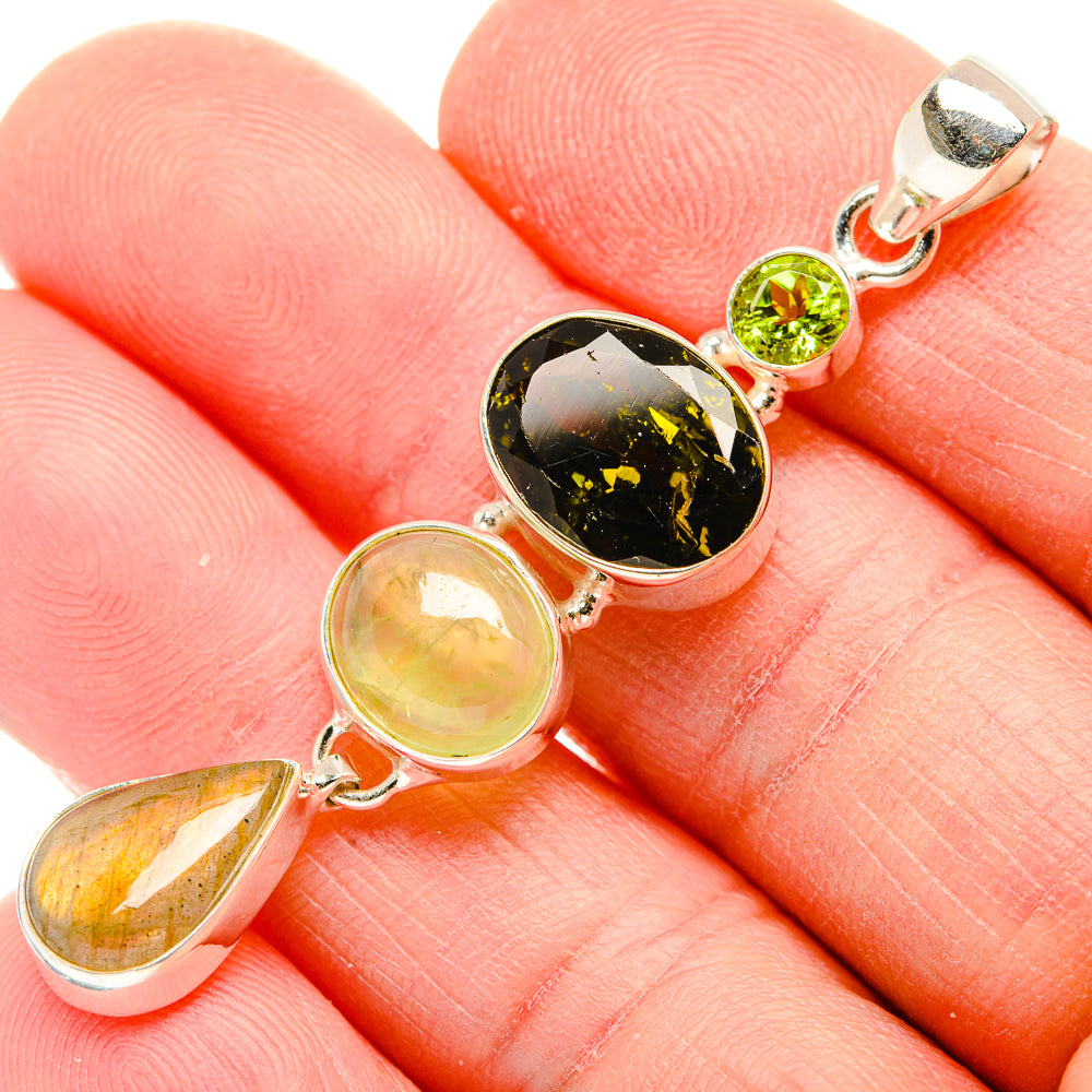 Green Tourmaline Pendants handcrafted by Anasilvercos - PD34017