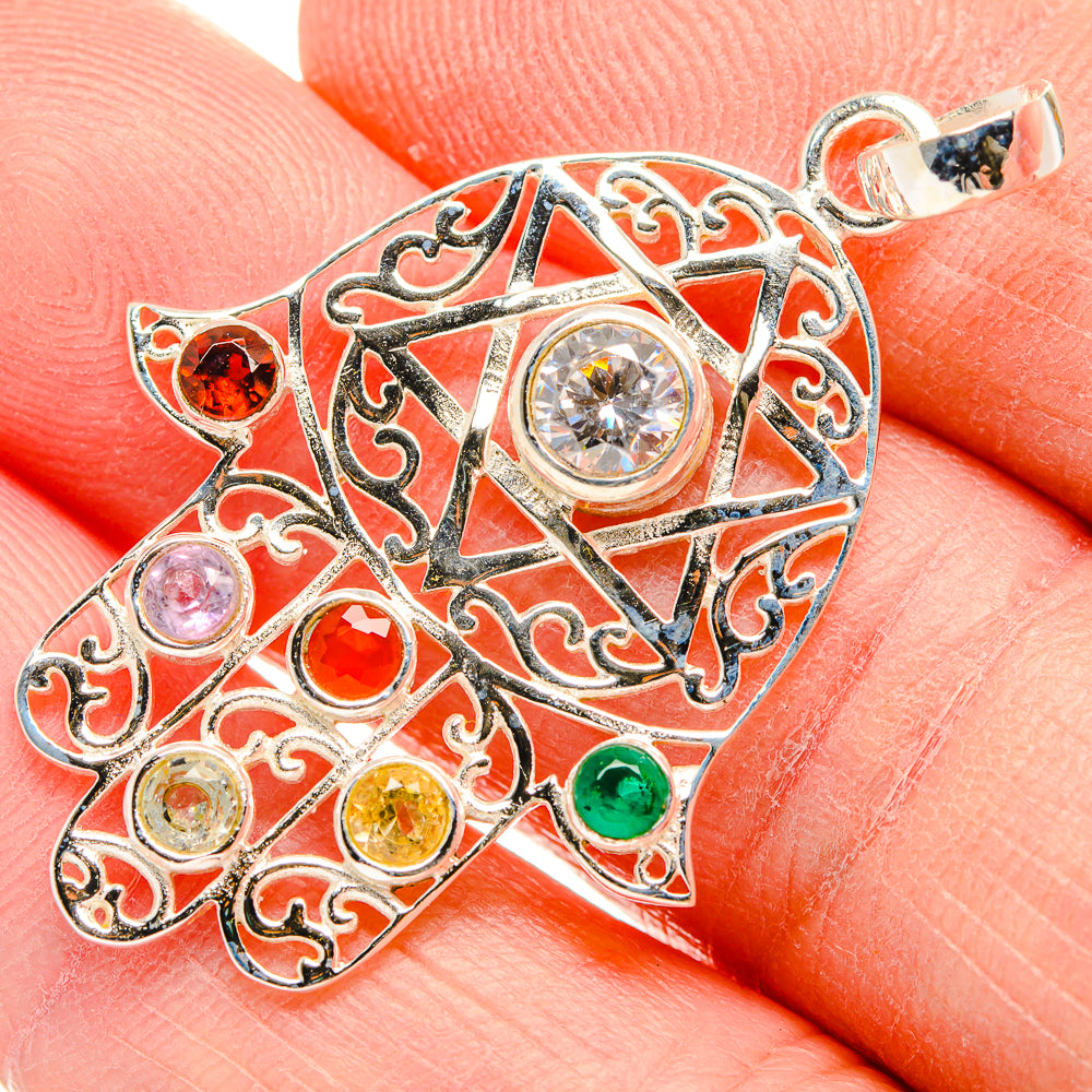 Multi-Stone Hasma Pendants handcrafted by Anasilvercos - PD34022