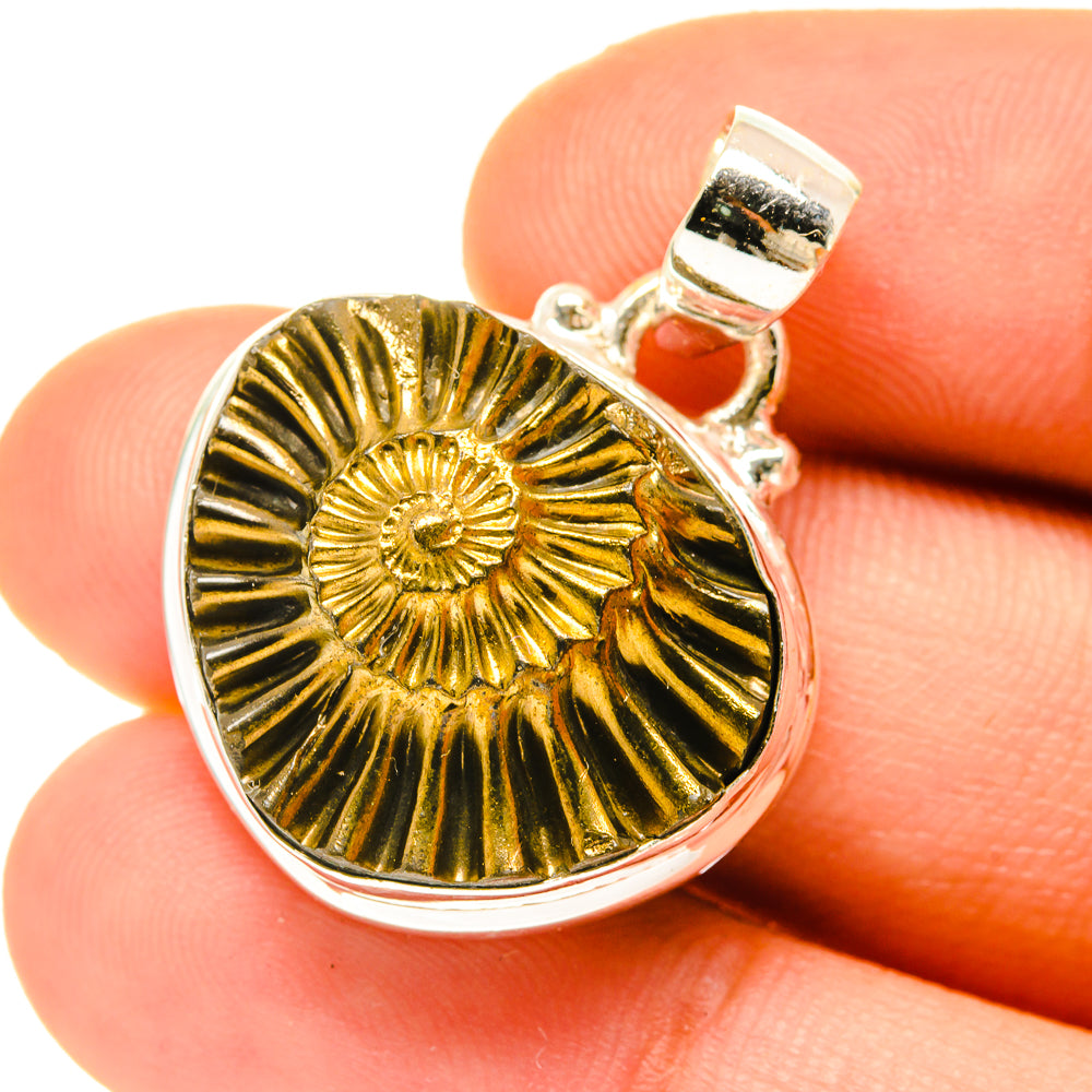 Pyrite Fossil Pendants handcrafted by Anasilvercos - PD3404