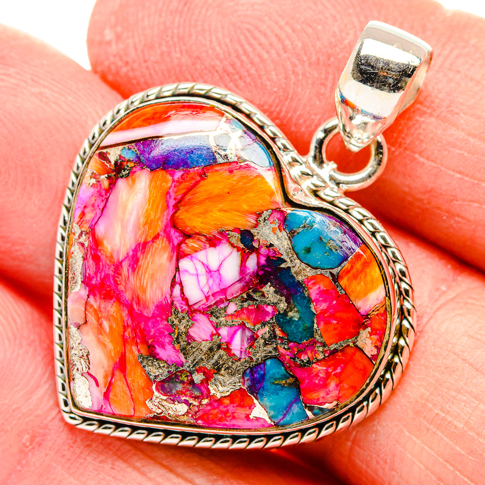 Kingman Pink Dahlia Turquoise Pendants handcrafted by Anasilvercos - PD34045