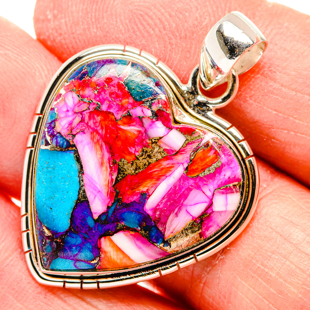 Kingman Pink Dahlia Turquoise Pendants handcrafted by Anasilvercos - PD34050