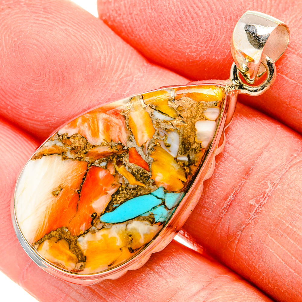 Spiny Oyster Turquoise Pendants handcrafted by Anasilvercos - PD34054