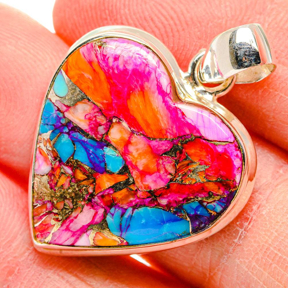 Kingman Pink Dahlia Turquoise Pendants handcrafted by Anasilvercos - PD34104