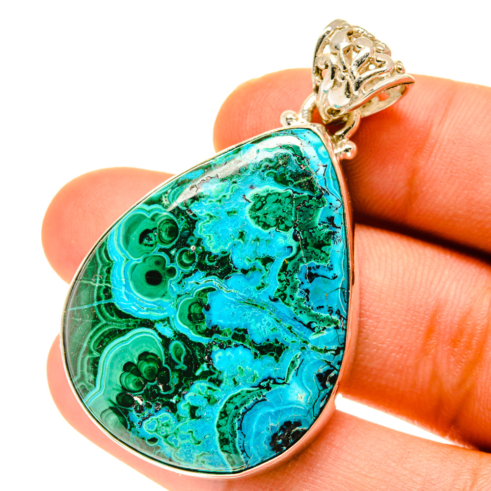 Malachite In Chrysocolla Pendants handcrafted by Anasilvercos - PD3413