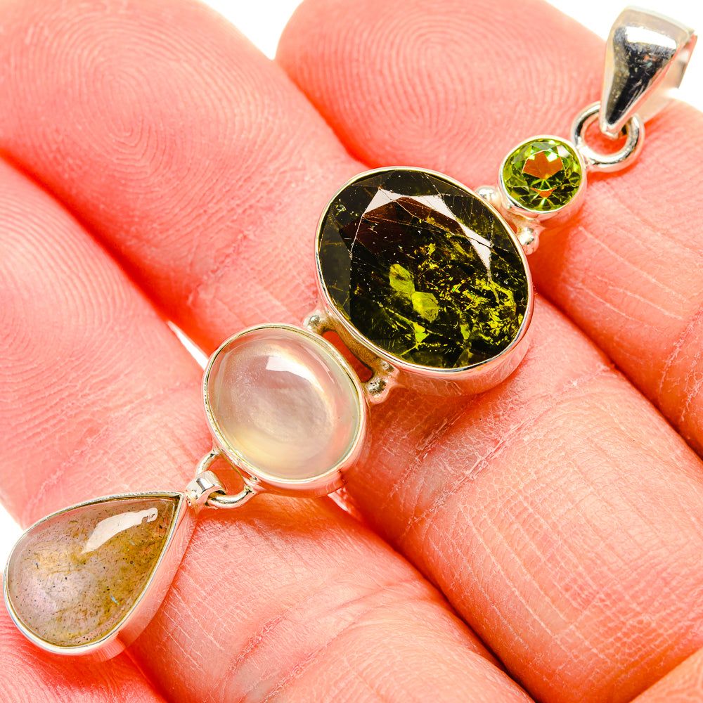Green Tourmaline Pendants handcrafted by Anasilvercos - PD34133