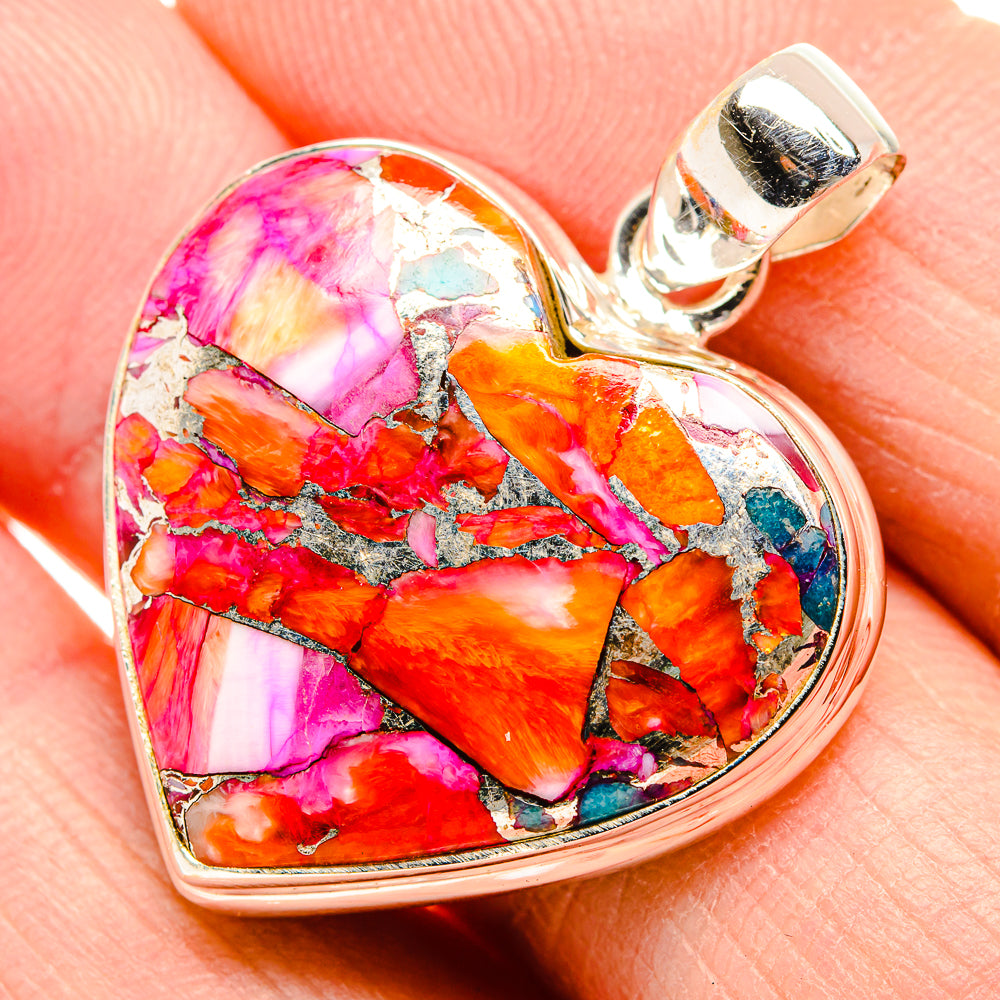 Kingman Pink Dahlia Turquoise Pendants handcrafted by Anasilvercos - PD34185