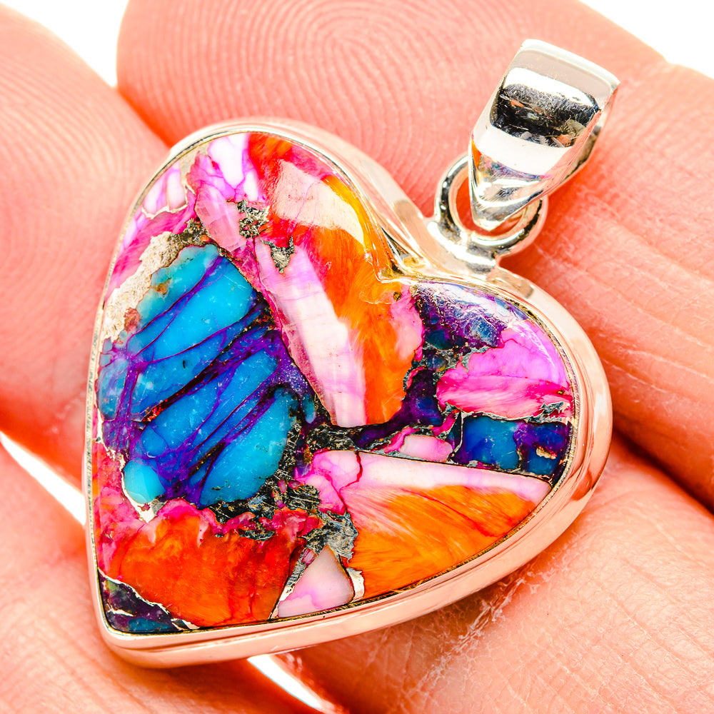 Kingman Pink Dahlia Turquoise Pendants handcrafted by Anasilvercos - PD34186