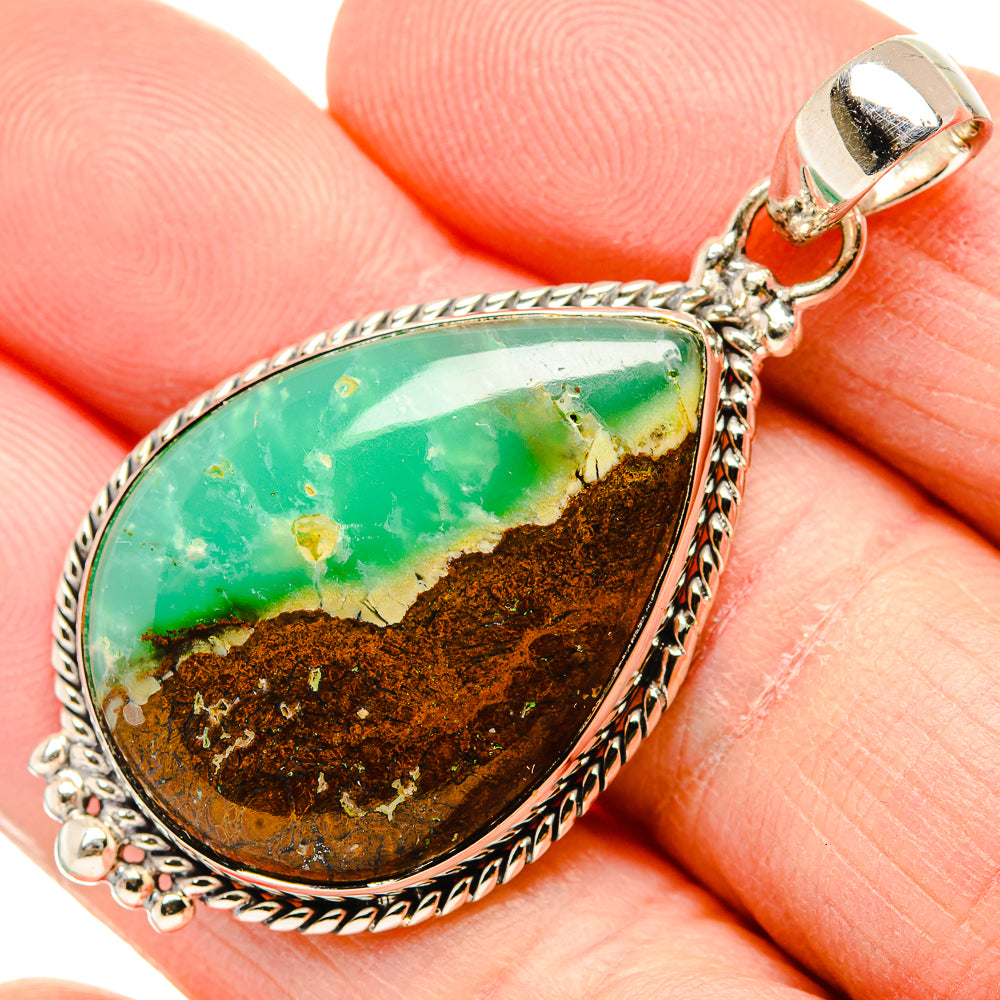 Boulder Chrysoprase Pendants handcrafted by Anasilvercos - PD34187
