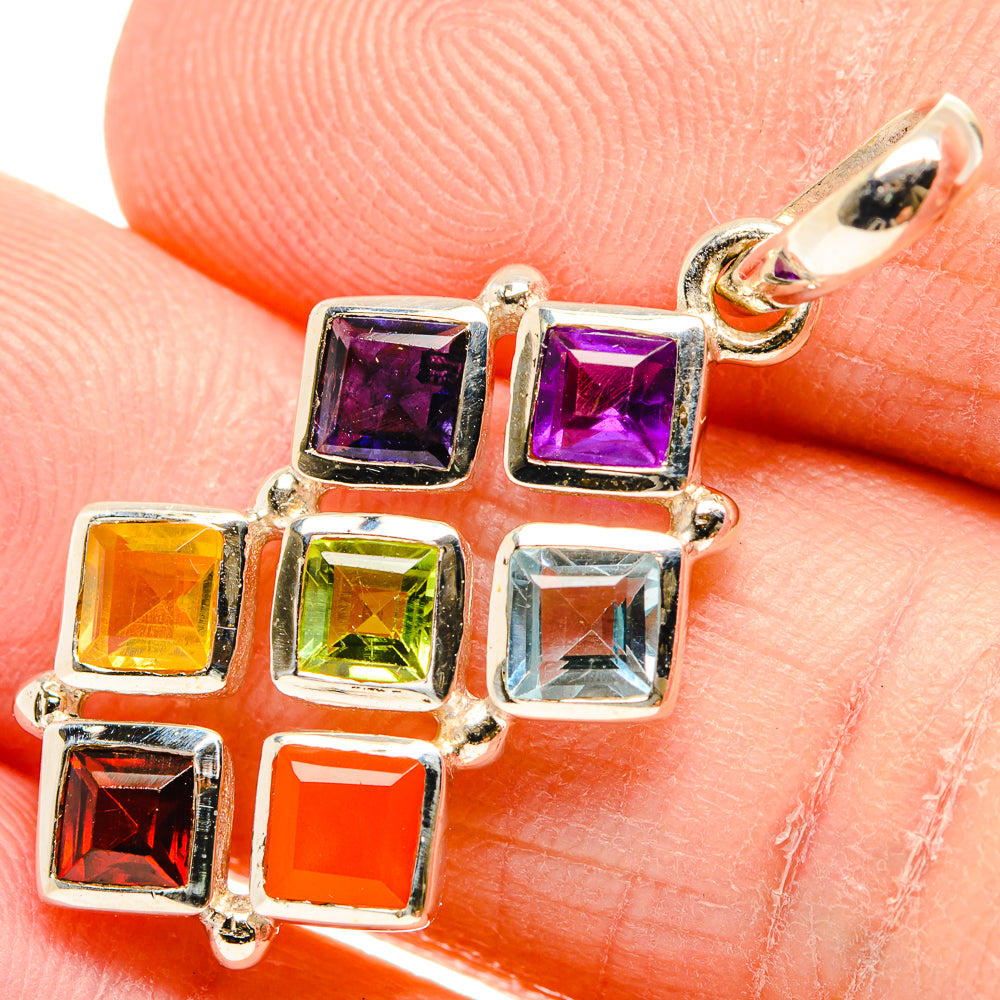 Multi-Stone Chakra Pendants handcrafted by Anasilvercos - PD34200