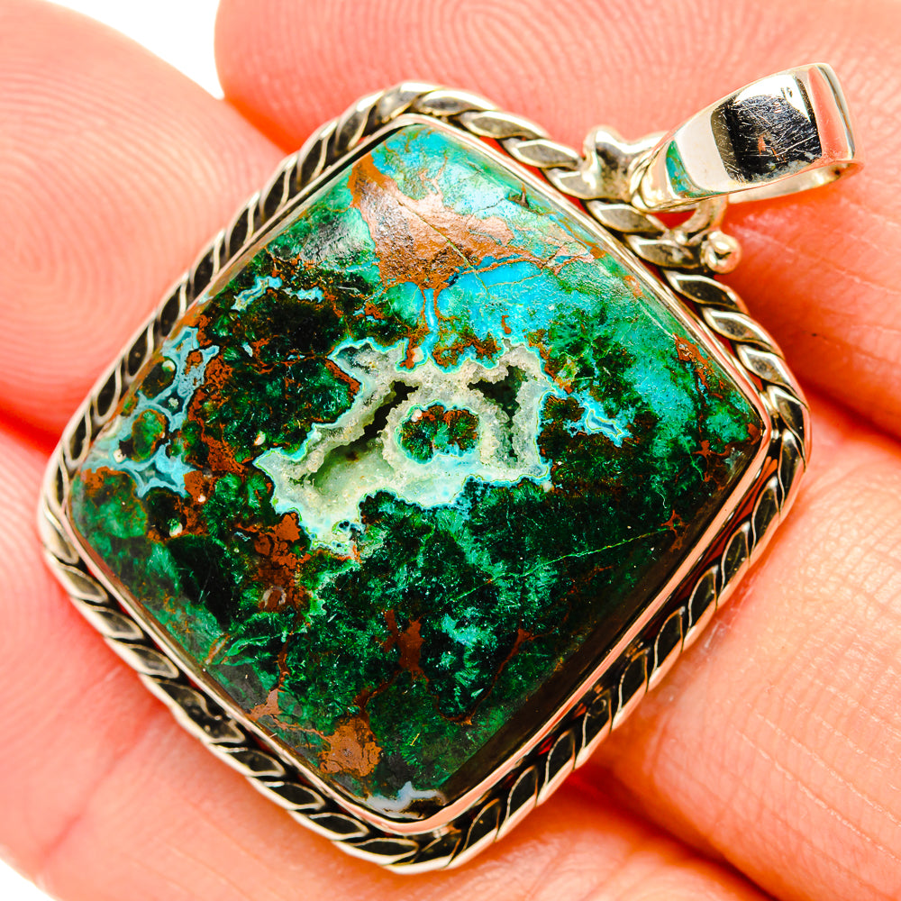 Malachite In Chrysocolla Pendants handcrafted by Anasilvercos - PD34224
