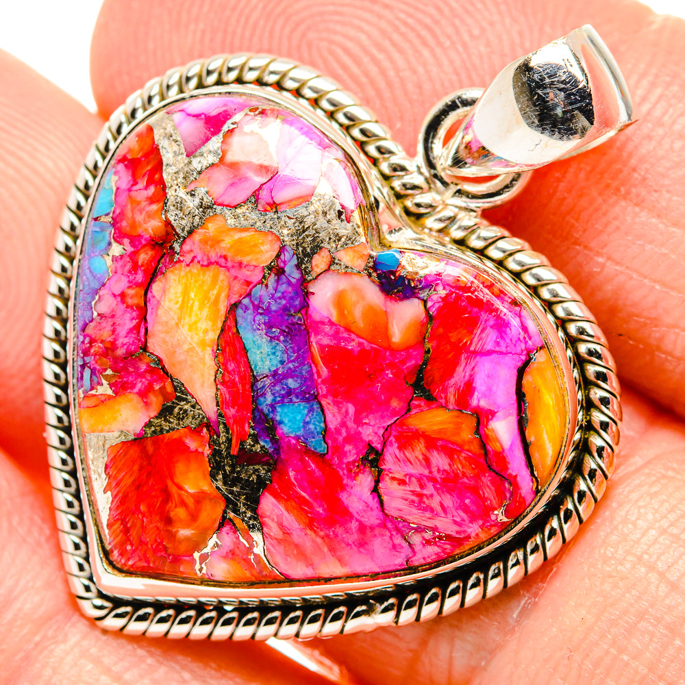 Kingman Pink Dahlia Turquoise Pendants handcrafted by Anasilvercos - PD34225