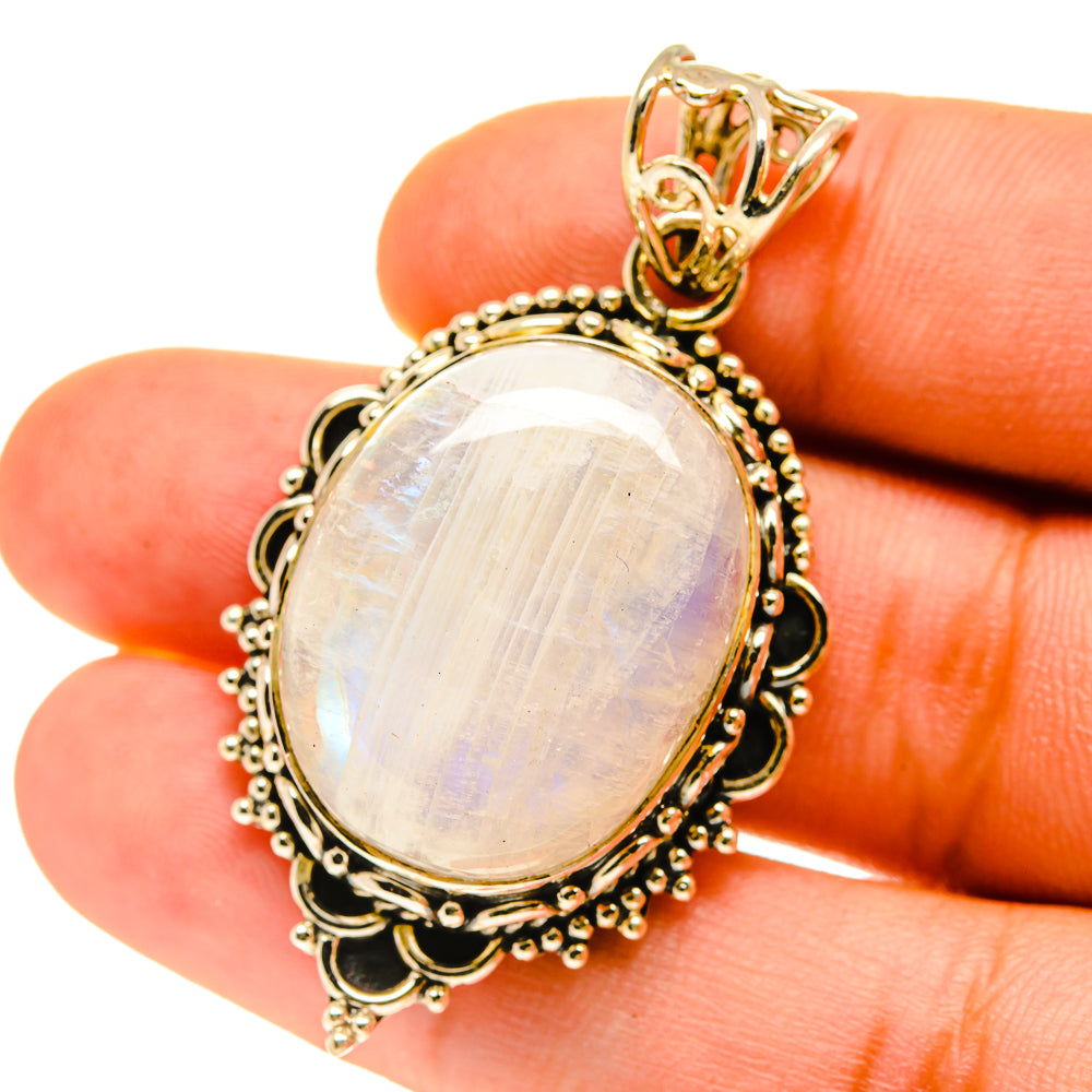 Rainbow Moonstone Pendants handcrafted by Anasilvercos - PD3424