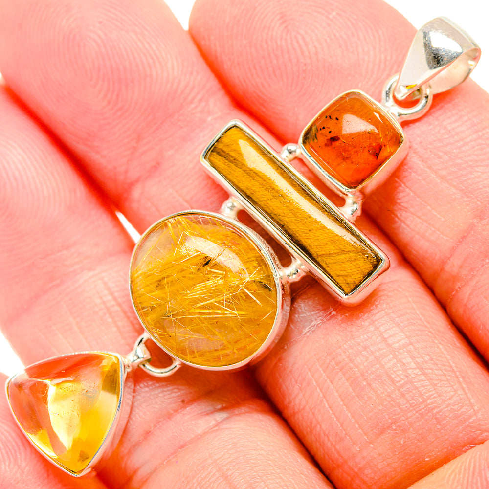Rutilated Quartz Pendants handcrafted by Anasilvercos - PD34240