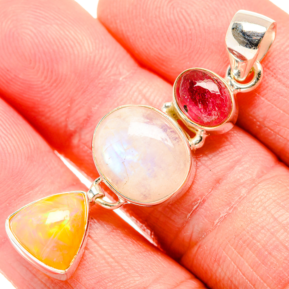 Rainbow Moonstone Pendants handcrafted by Anasilvercos - PD34252