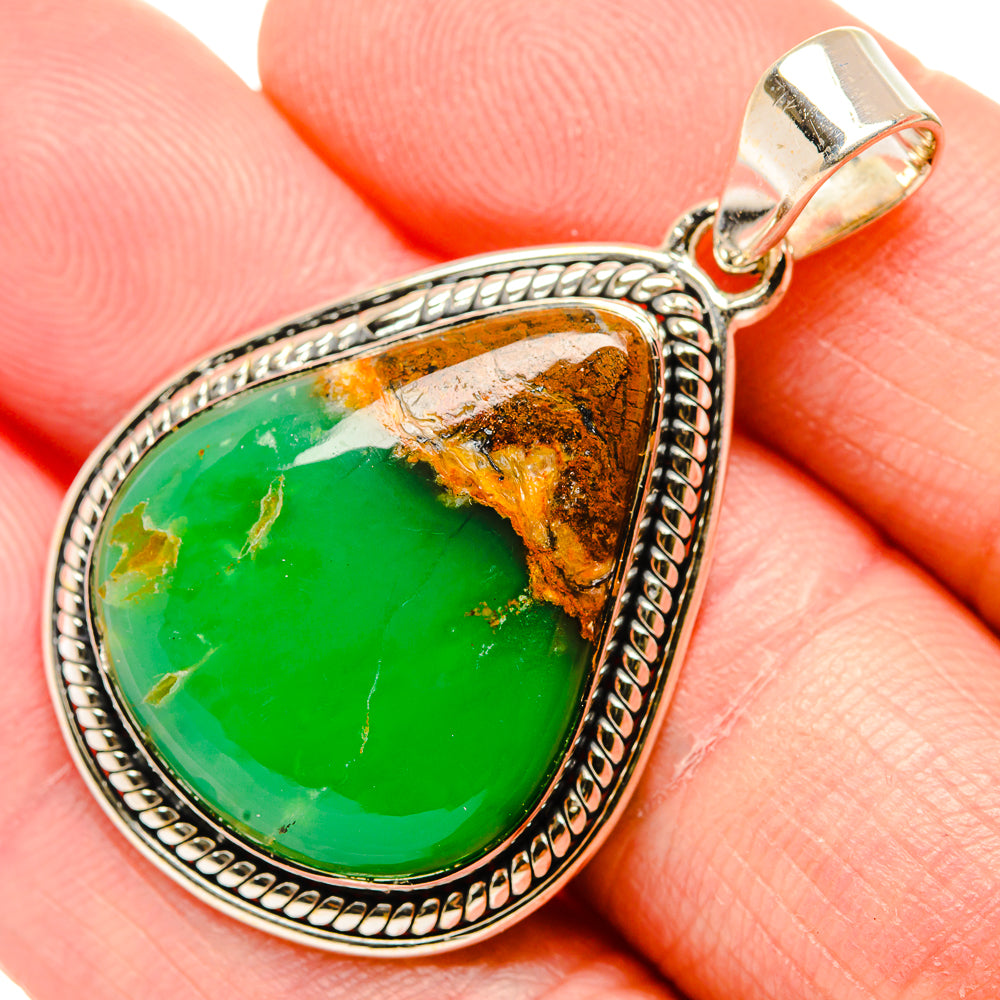 Boulder Chrysoprase Pendants handcrafted by Anasilvercos - PD34273