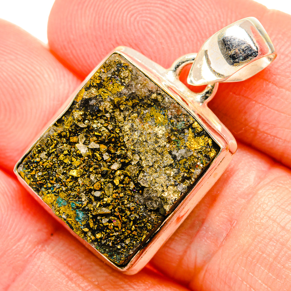 Spectro Pyrite Druzy Pendants handcrafted by Anasilvercos - PD34284