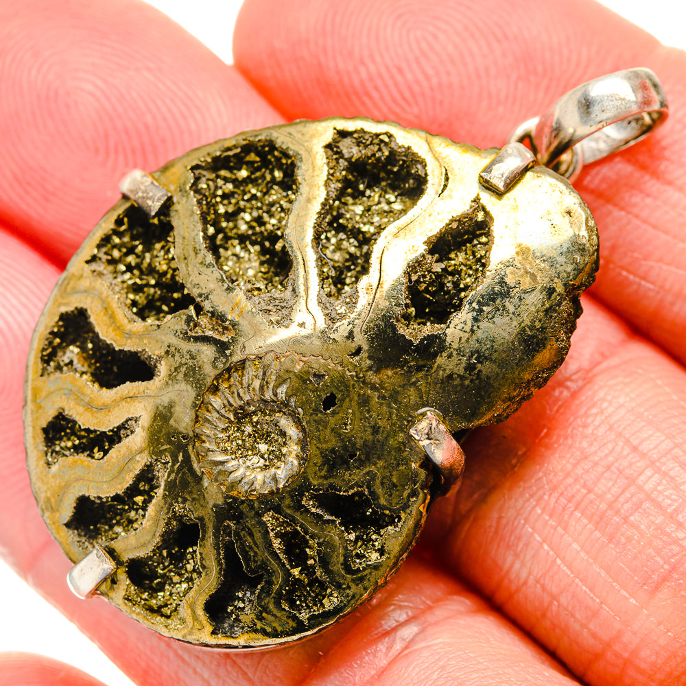 Pyrite Fossil Pendants handcrafted by Anasilvercos - PD34288