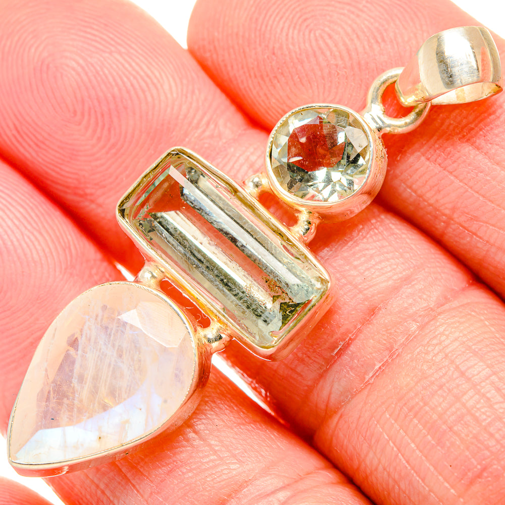 Rainbow Moonstone Pendants handcrafted by Anasilvercos - PD34307