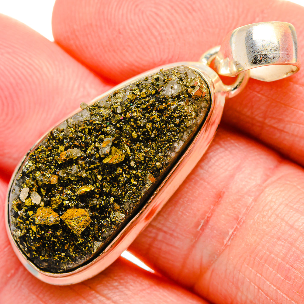Spectro Pyrite Druzy Pendants handcrafted by Anasilvercos - PD34315