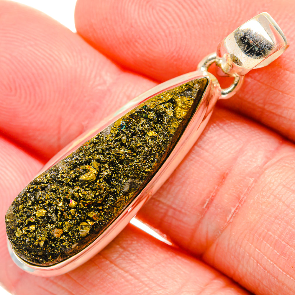 Spectro Pyrite Druzy Pendants handcrafted by Anasilvercos - PD34317