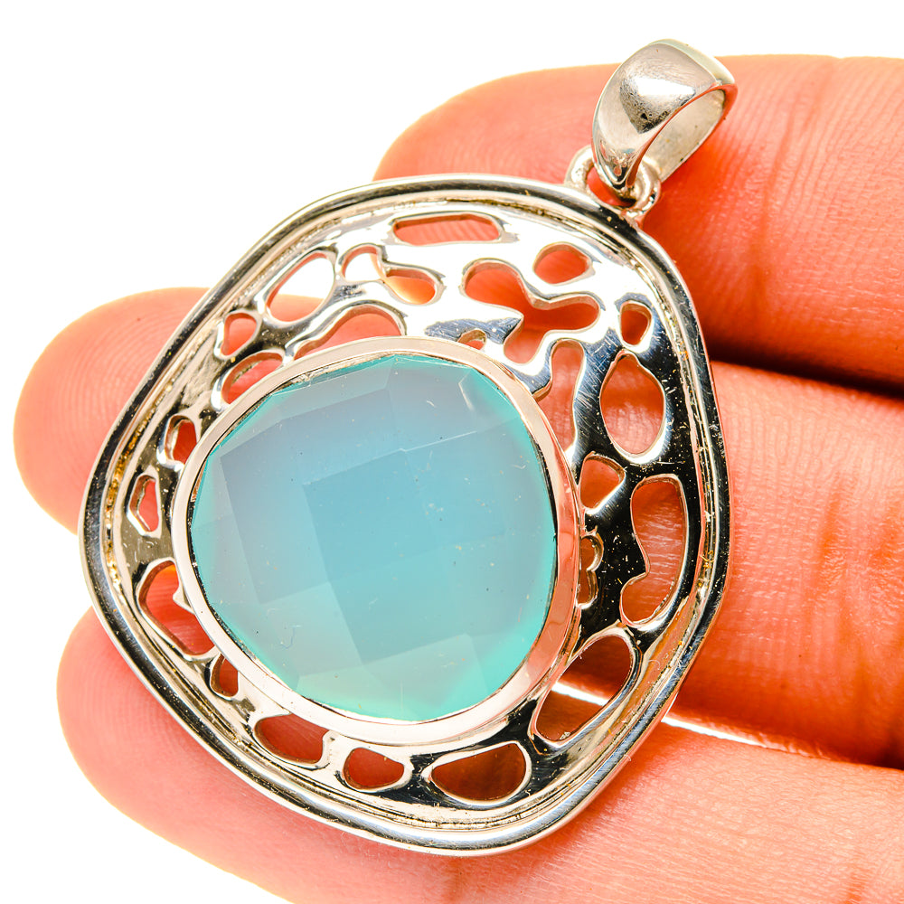 Aqua Chalcedony Pendants handcrafted by Anasilvercos - PD3432