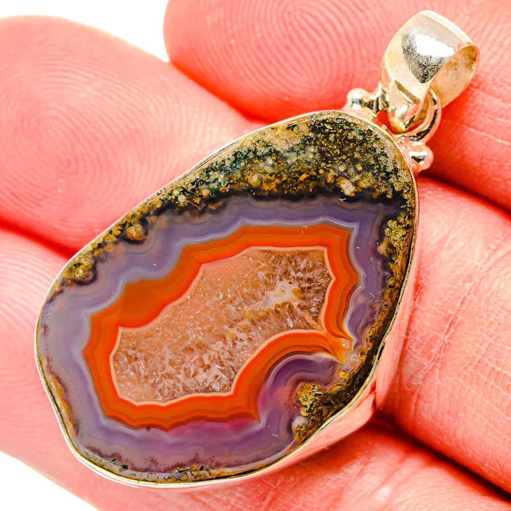 Red Geode Slice Pendants handcrafted by Anasilvercos - PD34381