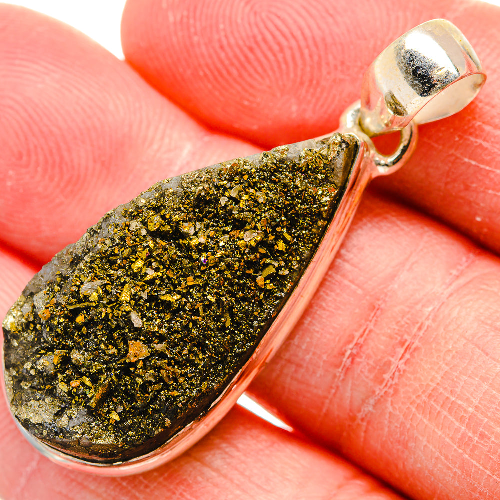 Spectro Pyrite Druzy Pendants handcrafted by Anasilvercos - PD34395