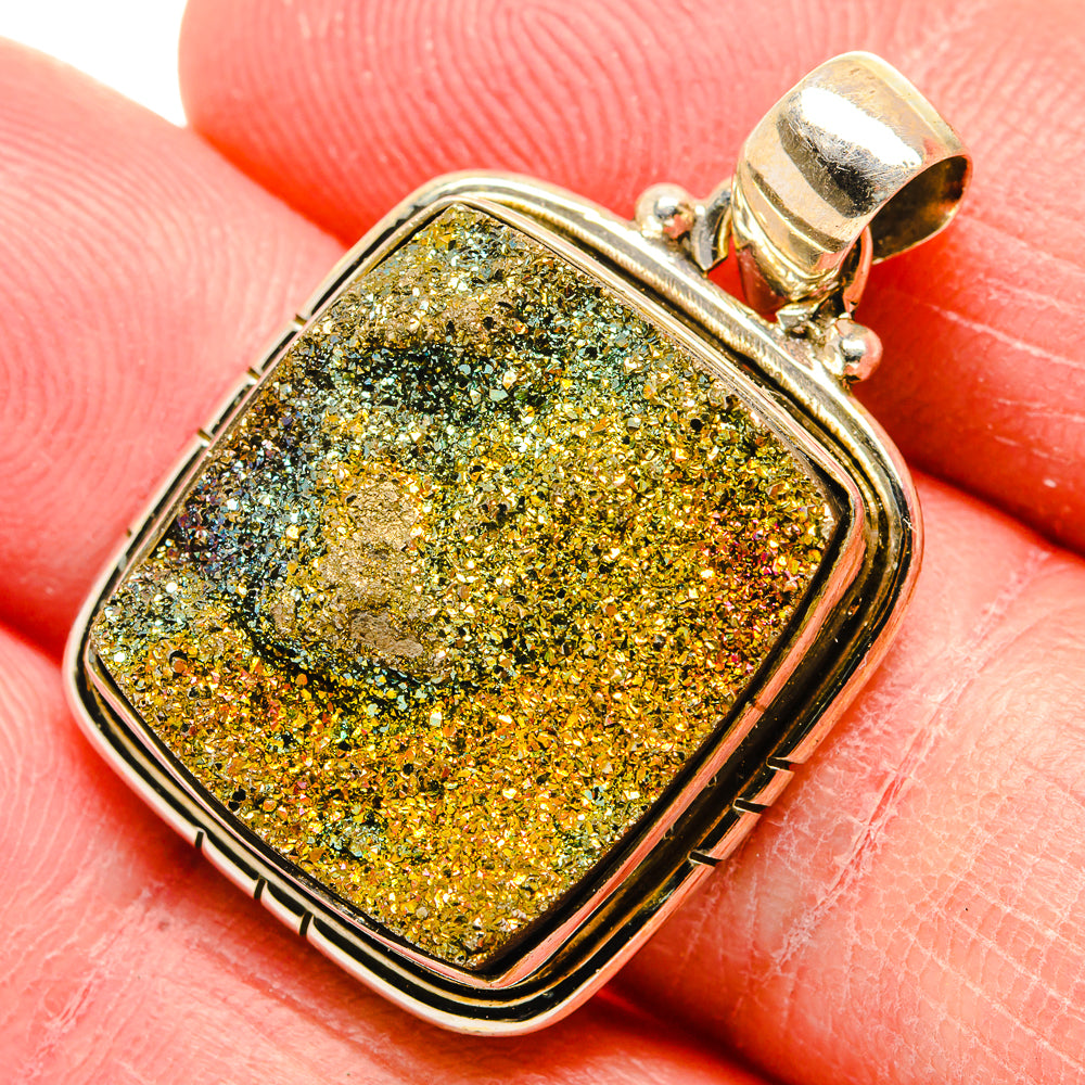 Spectro Pyrite Druzy Pendants handcrafted by Anasilvercos - PD34399