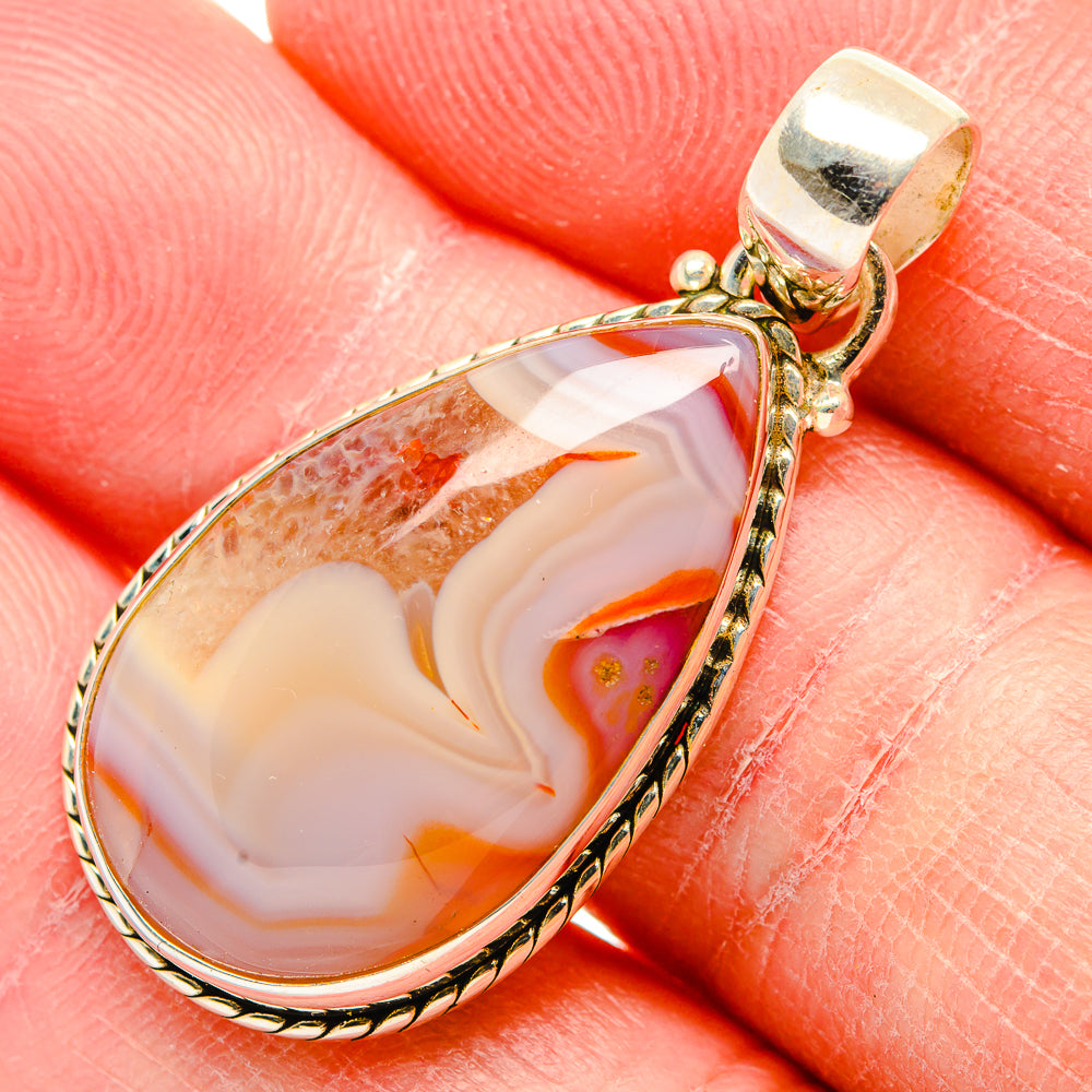 Red Botswana Agate Pendants handcrafted by Anasilvercos - PD34431