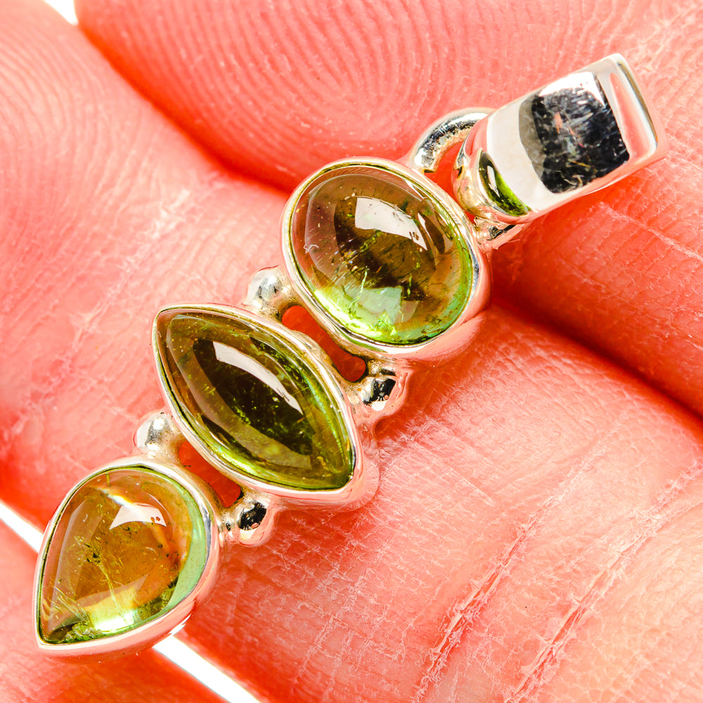 Green Tourmaline Pendants handcrafted by Anasilvercos - PD34434