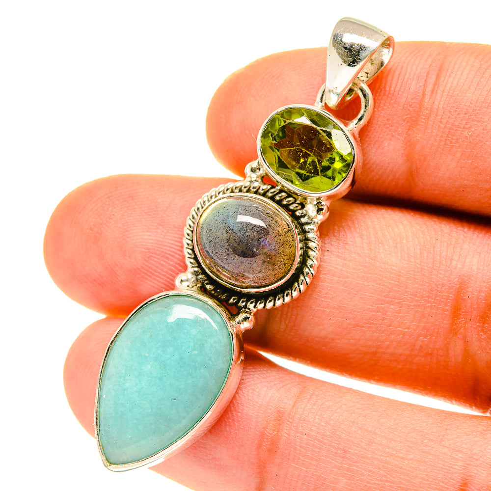 Peruvian Amazonite Pendants handcrafted by Anasilvercos - PD3446