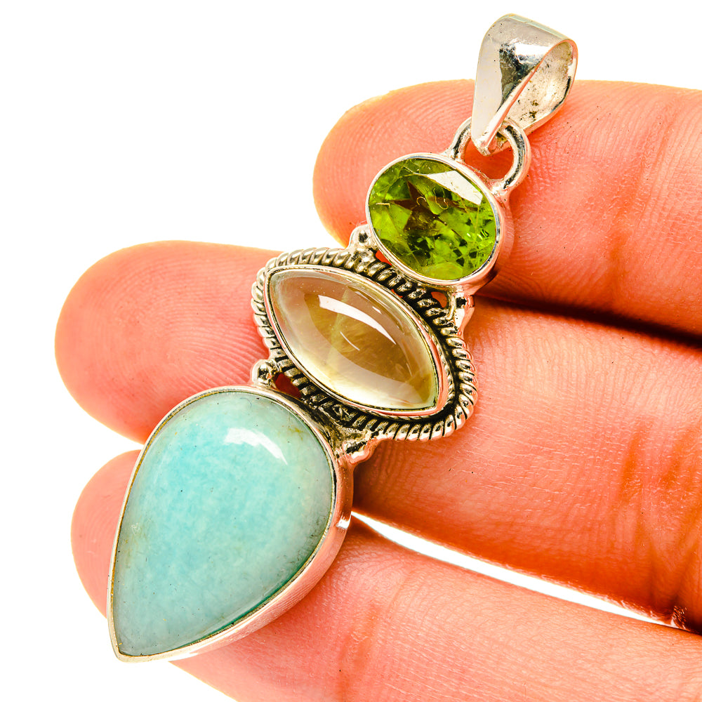Peruvian Amazonite Pendants handcrafted by Anasilvercos - PD3449